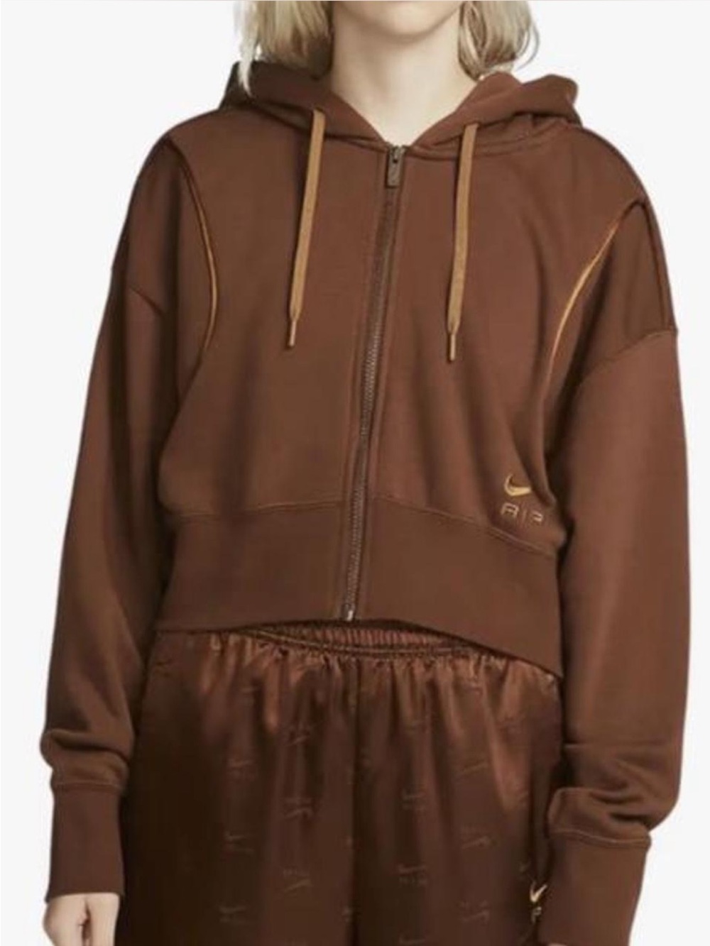 Nike Air NWOT Women’s Brown Fleece Cropped Jacket